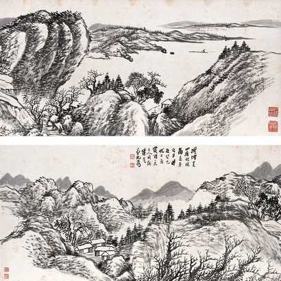 元博生 癸巳（1893年）作 溪山幽趣 手卷